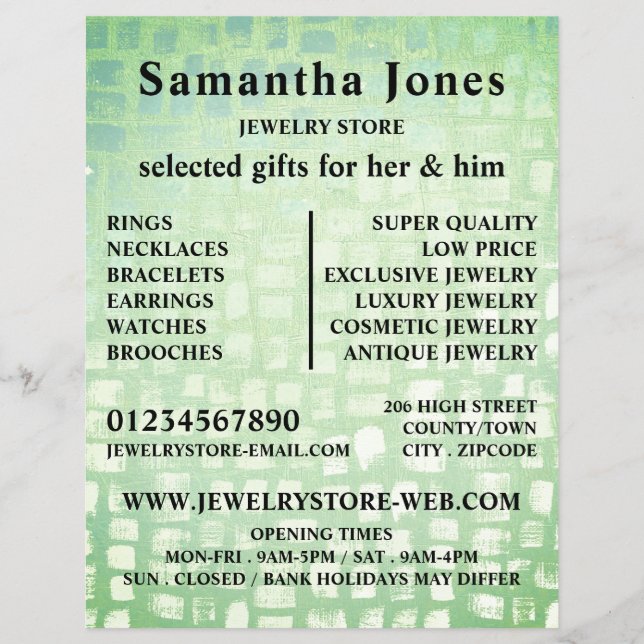 Flyer Efeito Mosaico, Loja de Joias (Frente)