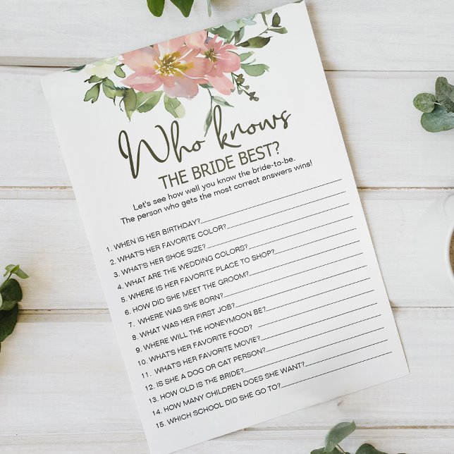 Flyer Eggshell Blush Floral Game Que Conhece Melhor A No (Criador carregado)