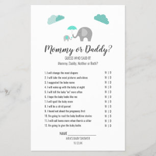 Flyer Elefante do bebê das mamães com jogo das