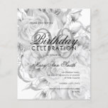 Flyer Elegant 90th Birthday Floral Silver White Invite<br><div class="desc">Elegant 90th Birthday Party Floral Silver & White invitation template.</div>