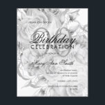 Flyer Elegant 90th Birthday Floral Silver White Invite<br><div class="desc">Elegant 90th Birthday Party Floral Silver & White invitation template.</div>