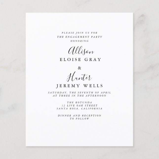 Flyer Elegant Engagement Party Invitation (Frente)