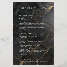 Flyer Elegant Marble Black-Gold Salon QR Code Pricelist