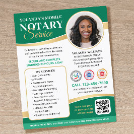 Flyer Elegant Notário Público Móvel Código QR Verde