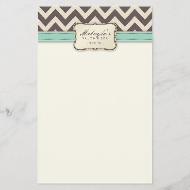 Flyer Elegante Chevron Modern Beige, Verde e Castanho (Frente)