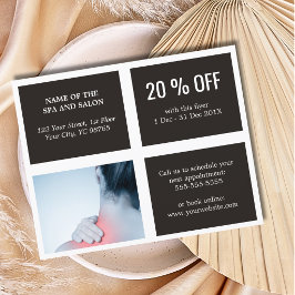 Flyer Elegante Dark White Blue Photo Massage Therapist