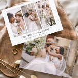Flyer Elegante de Orçamento Salve a Data 4 Branco de Fot<br><div class="desc">Foto moderna e elegante do orçamento Salve o Cartão de Casamento de Data. O cartão de convite para salvar data inclui tipografia branca e chic e design simples em um fundo branco ao qual você pode adicionar sua fotografia personalizada de noivado.</div>