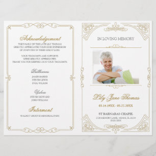 Flyer Elegante Dourado Swirl Funeral Editar Cor