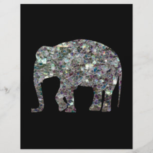 Flyer Elegante elefante brilhante em mosaico prateado