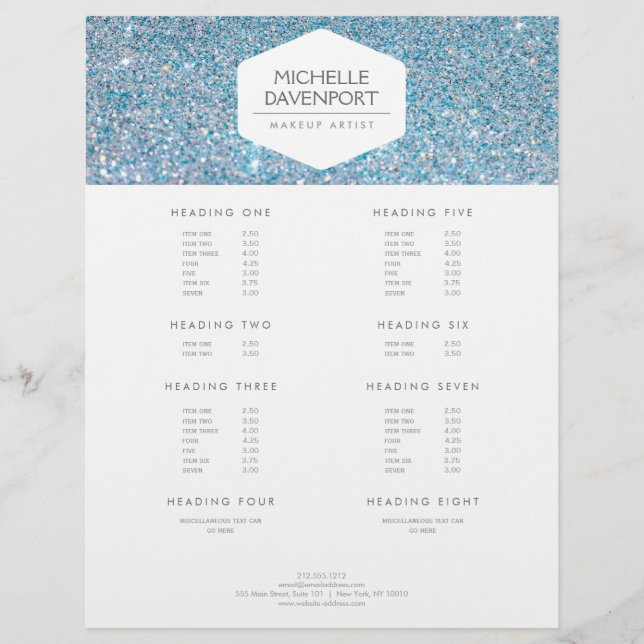 FLYER ELEGANTE EMBLEMA BRANCA NO GLITTER AZUL (Frente)