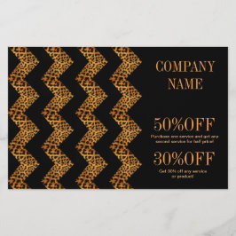 Flyer elegante estampa de leopardo com padrão geométrico