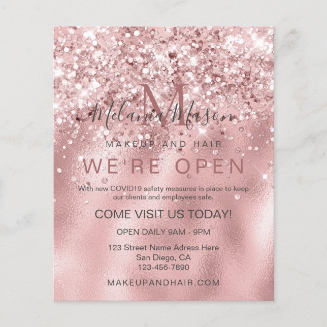 Flyer Elegante Holográfico - Maquieteiro Rosa (Frente)