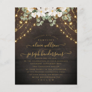 Flyer Elegante Iluminação Floral de Madeira Rústica para