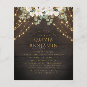 Flyer Elegante Iluminação Floral de Madeira Rústica para