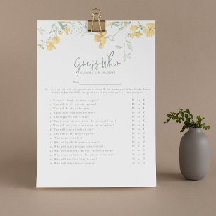 Flyer Elegante Jogo 'Adivinhe Quem' para Chá de Bebê com