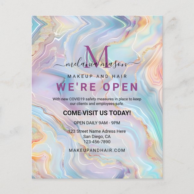 Flyer Elegante - Mármore Dourado do Agato Holográfico Ir (Frente)