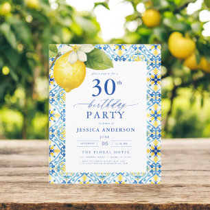 Flyer Elegante Mediterrâneo Lemon Floral aniversário de 
