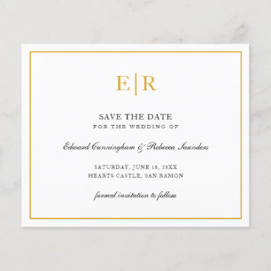 Flyer Elegante Monograma Dourado Orçamento Casamento Sal