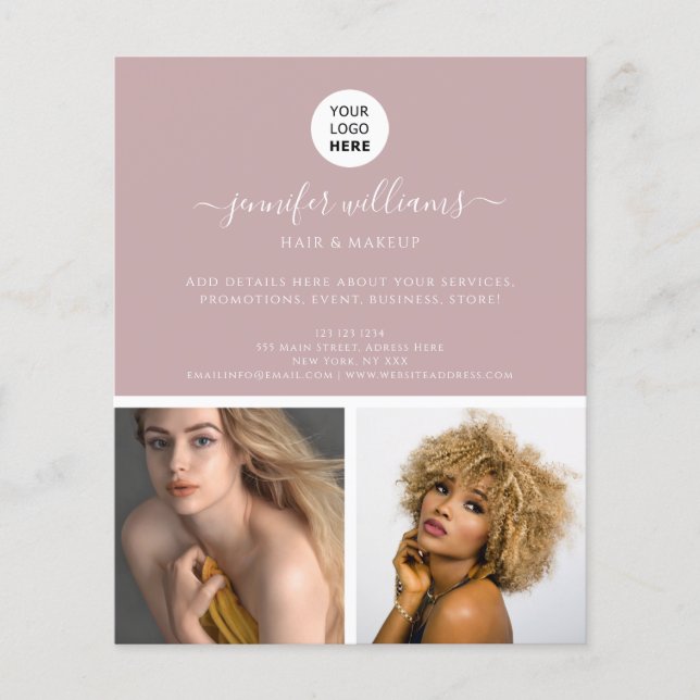 Flyer Elegante Promocional Rosa Moderno Minimalista (Frente)