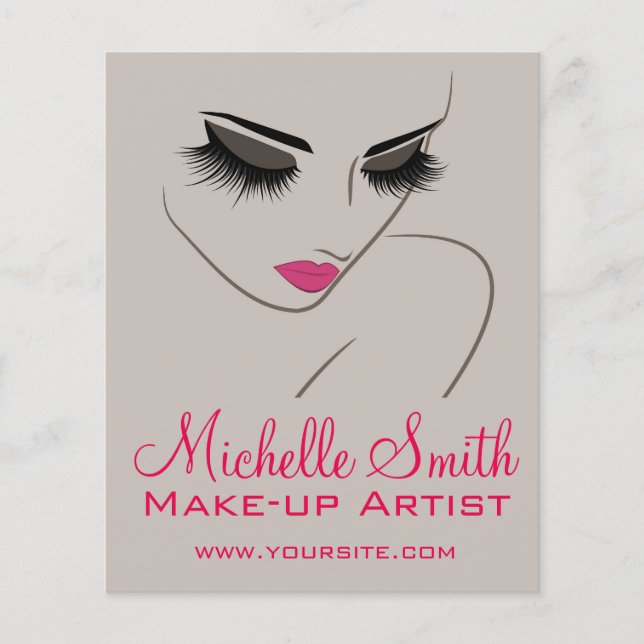 Flyer Elegante rosa e Cinza Extensão de Lash Salão de Be (Frente)