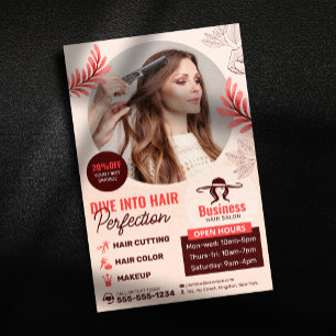 Flyer Elegante Salão de Cabelo e Maquiagem Artística Flo