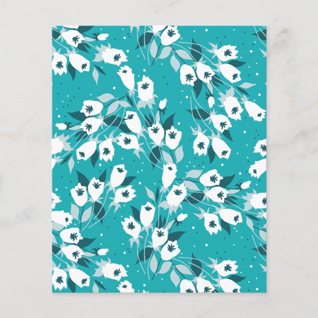 Flyer Elegante Tulip Flower Pattern Botanical Art Design (Frente)