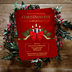 Flyer Elegante Véspera de Natal à Luz de Velas na Igreja