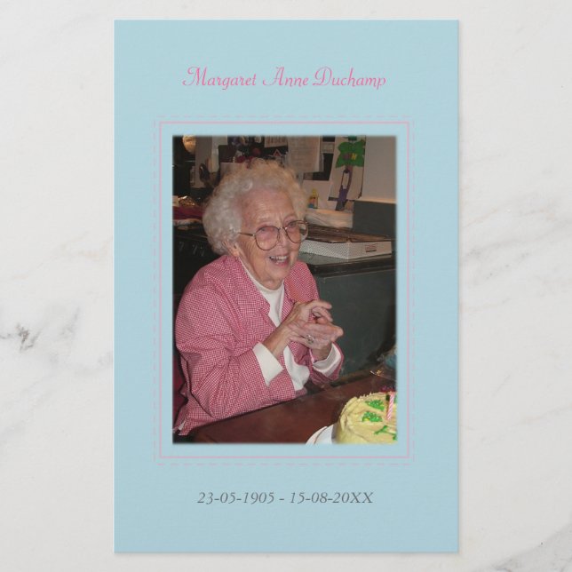 Flyer Em Memoriam Loving Memory Funeral Foto Saída (Frente)