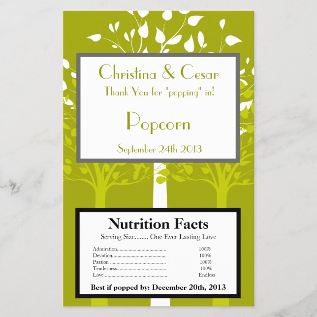 Flyer Embalagem de Pipoca para Micro-ondas Árvores Verde (Frente)