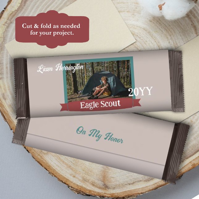 Flyer Embrulho de Barra de Chocolate Eagle Scout Verde T (teal green and burgundy red eagle scout court of honor diy candy bar label, chocolate bar wrapper)