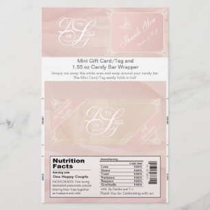 Flyer Embrulho de Barra de Chocolate Tema Blush & Etique