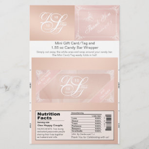 Flyer Embrulho de Barra de Chocolate Tema Blush & Etique