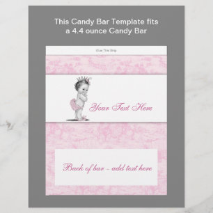 Flyer Embrulho de Doces para Chá de Bebê Toile Rosa