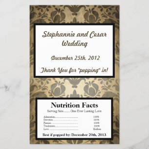 Flyer Embrulho de Pipoca de Micro-ondas Vintage Damask M