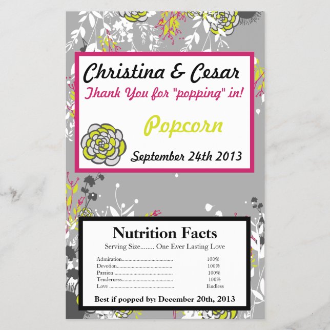 Flyer Embrulho de Pipoca no Micro-ondas Verde Lima/Rosa  (Frente)