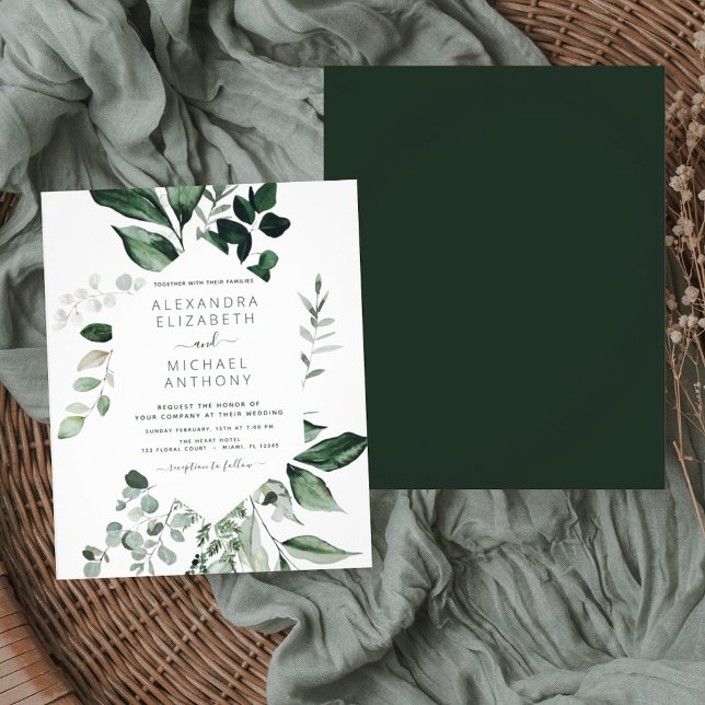 Flyer Emerald Green Eucalyptus Greenery Casamento (Criador carregado)
