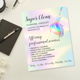 Flyer Empregada Limpeza Casa Holográfico Brilhante