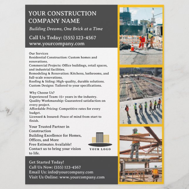 Flyer Empresa de Construção Moderna ou Empresa de Constr (Frente)