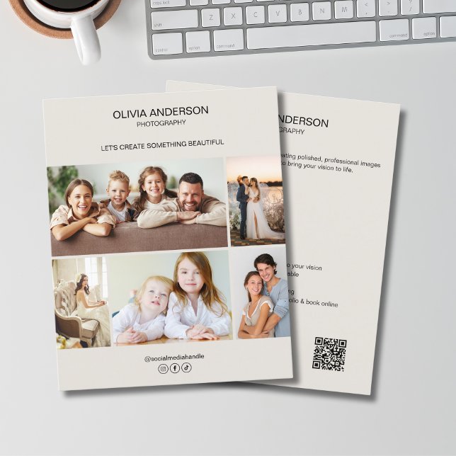 Flyer Empresa de Fotógrafo de Colagem de Fotos Minimalis (Minimalist Photo Collage Photographer Business Flyer)