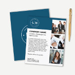 Flyer Empresa Personalizada Moderna<br><div class="desc">Faça uma impressão duradoura com esse moderno folheto personalizado, projetado em uma sofisticada paleta azul marinho. Com espaço para seu logotipo personalizado, três fotos e texto personalizado, este folheto é perfeito para mostrar sua identidade exclusiva de marca. Seja promovendo serviços, produtos ou eventos corporativos, esse design elegante garante que sua...</div>