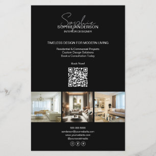 Flyer Empresa profissional de preto QR para fotografia d