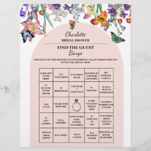 Flyer Encontre o Bingo de Chuveiro Nupcial Floral Vintag