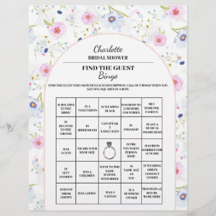 Flyer Encontre o Bingo Floral de Chuveiro de Noiva do Co