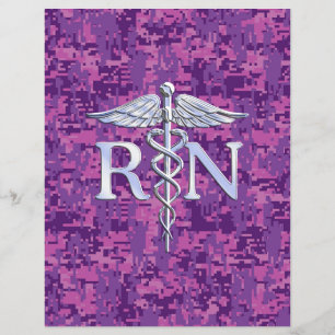 Flyer Enfermeira Registrada RN Caduceus em Pink Camo