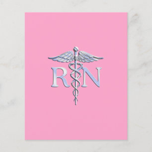 Flyer Enfermeira Registrada RN Caduceus em Rosas claro