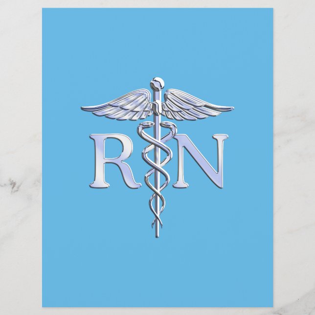 Flyer Enfermeiro Registrado RN Caduceus no Baby Blue (Frente)