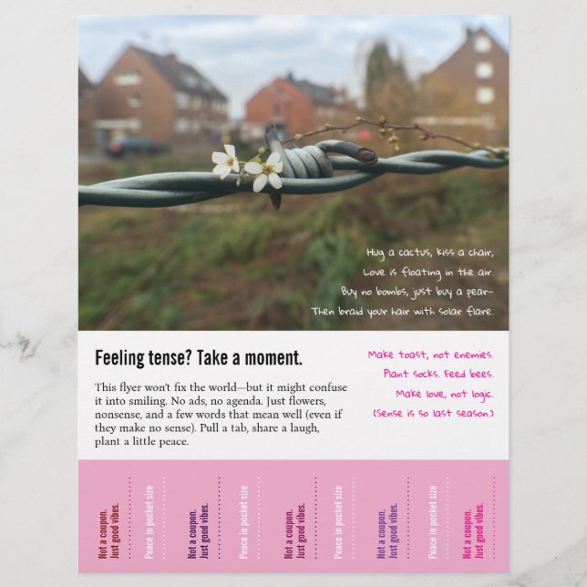 Flyer Engraçado, bobagem Versa com Presilhas de Rasga (Frente)