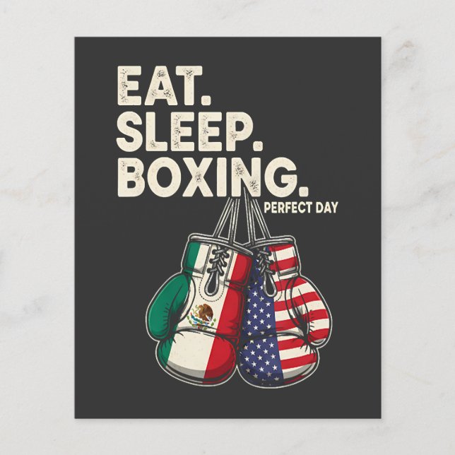 Flyer engraçado comer dormir repetir boxe (Frente)