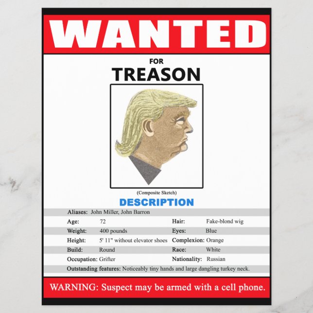 Flyer Engraçado Queria Trump Por Traição (Frente)