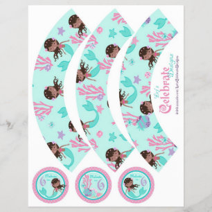 Flyer Envoltórios pequenos AA6B do cupcake da sereia